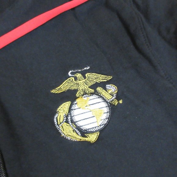 VINTAGE Marines Hoodie Mens Medium Black USMC US Honor Sweatshirt Made In USA * - Picture 6 of 13